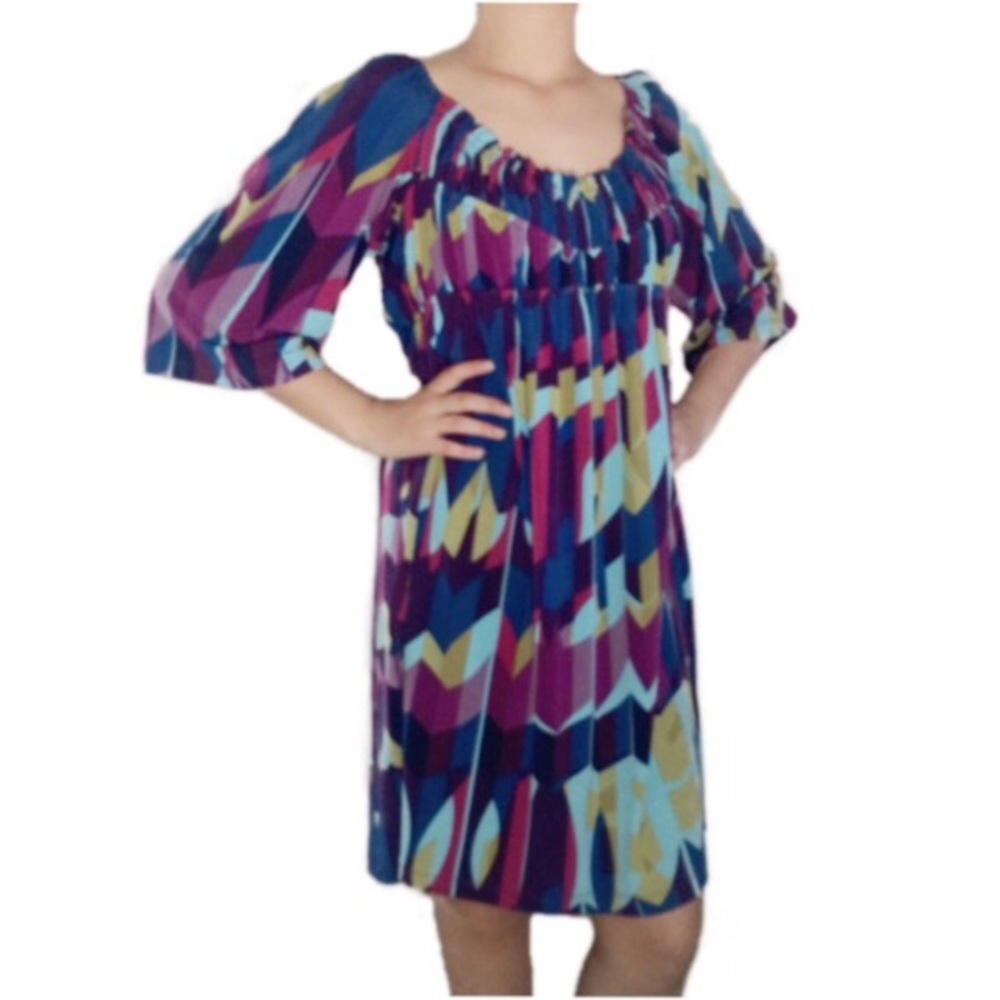 Muse Abstract Print Boho Peasant Dress Size 12